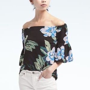 Banana Republic off the shoulder floral blouse